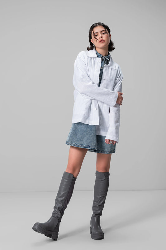 WHITE UNISEX SHACKET