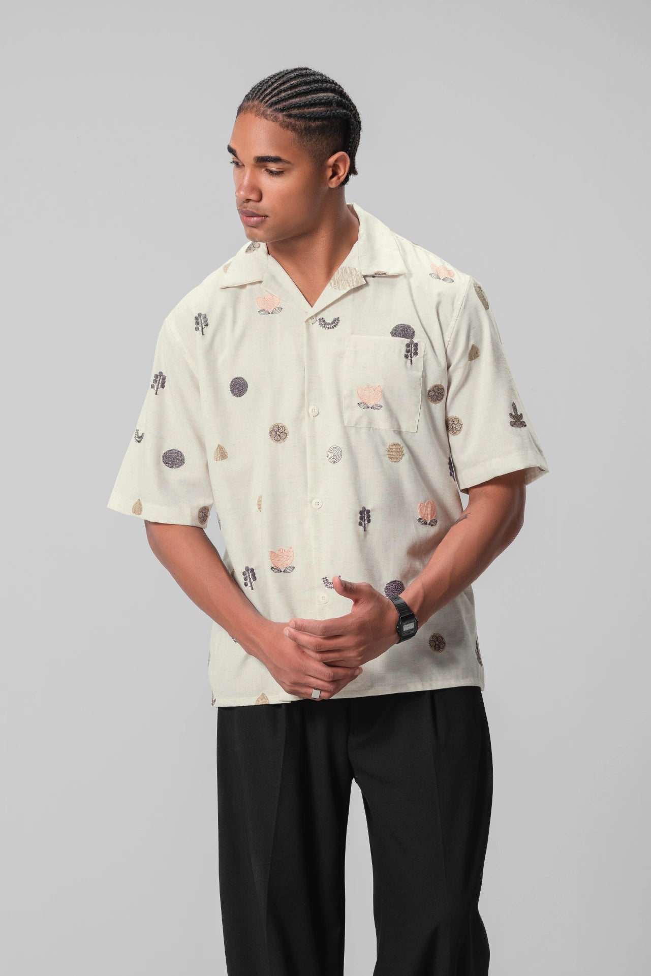 CREAM PRINT SHIRT