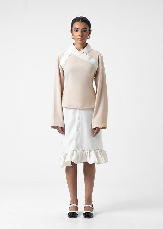 HIGH NECK PANELLED TOP