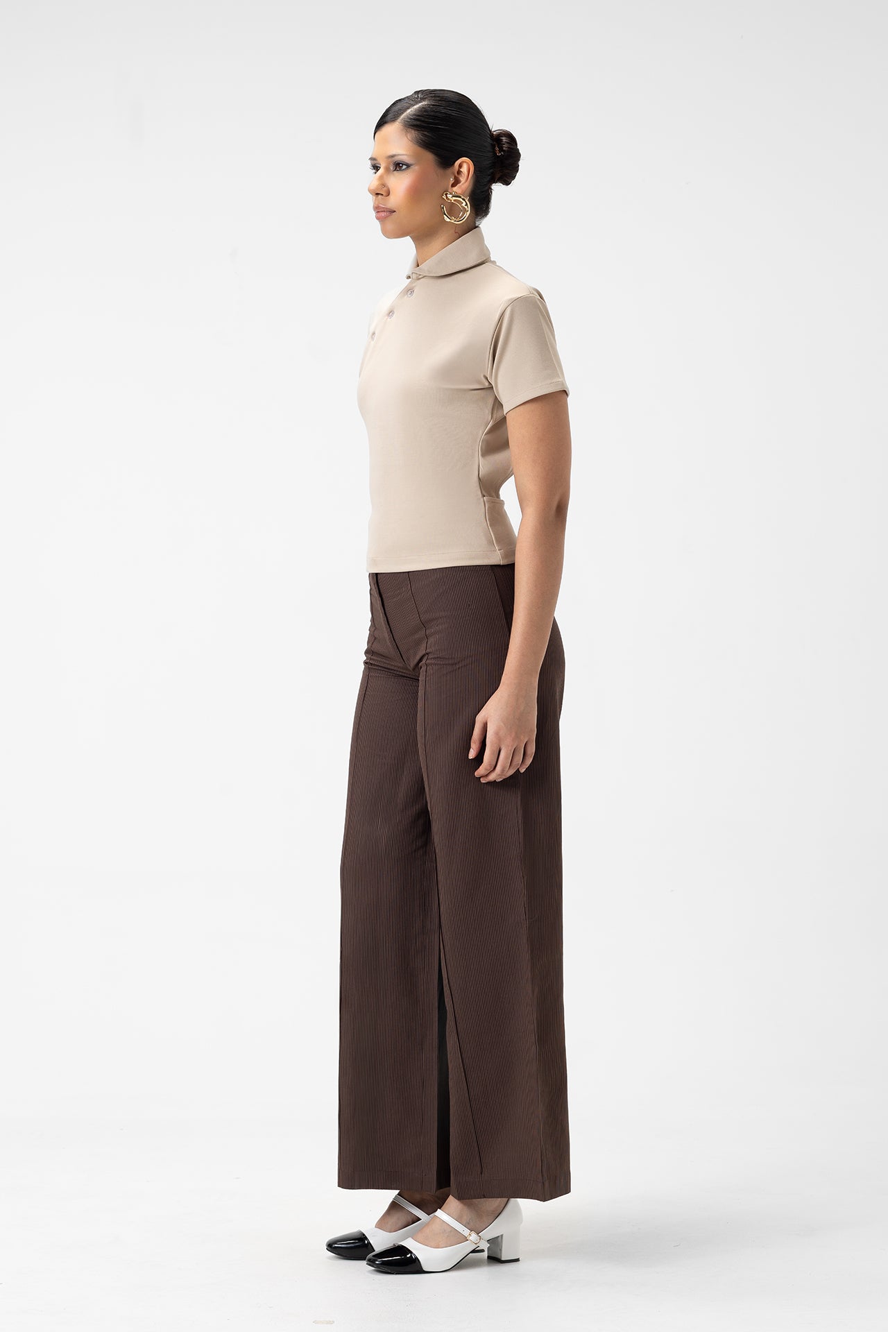 ASYMMETRIC COLLAR KNIT TOP