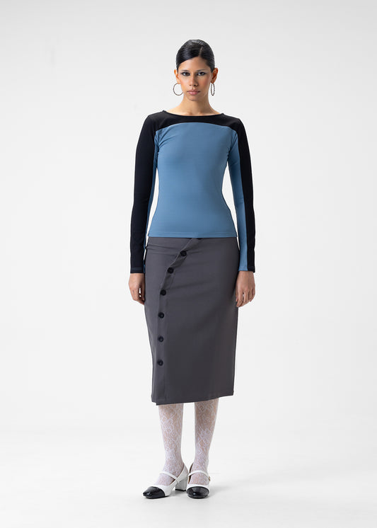 CONTRAST PANEL LONG SLEEVE TOP