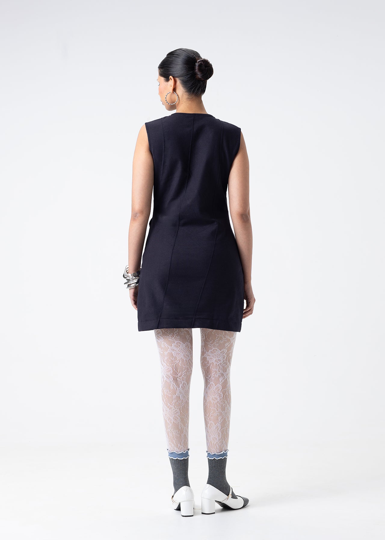 SLEEVELESS BUTTON DETAIL MINI DRESS