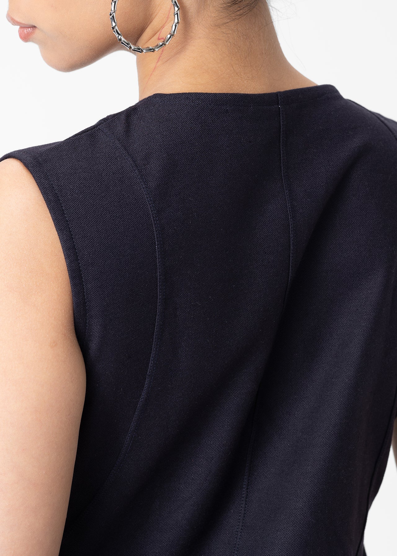 SLEEVELESS BUTTON DETAIL MINI DRESS