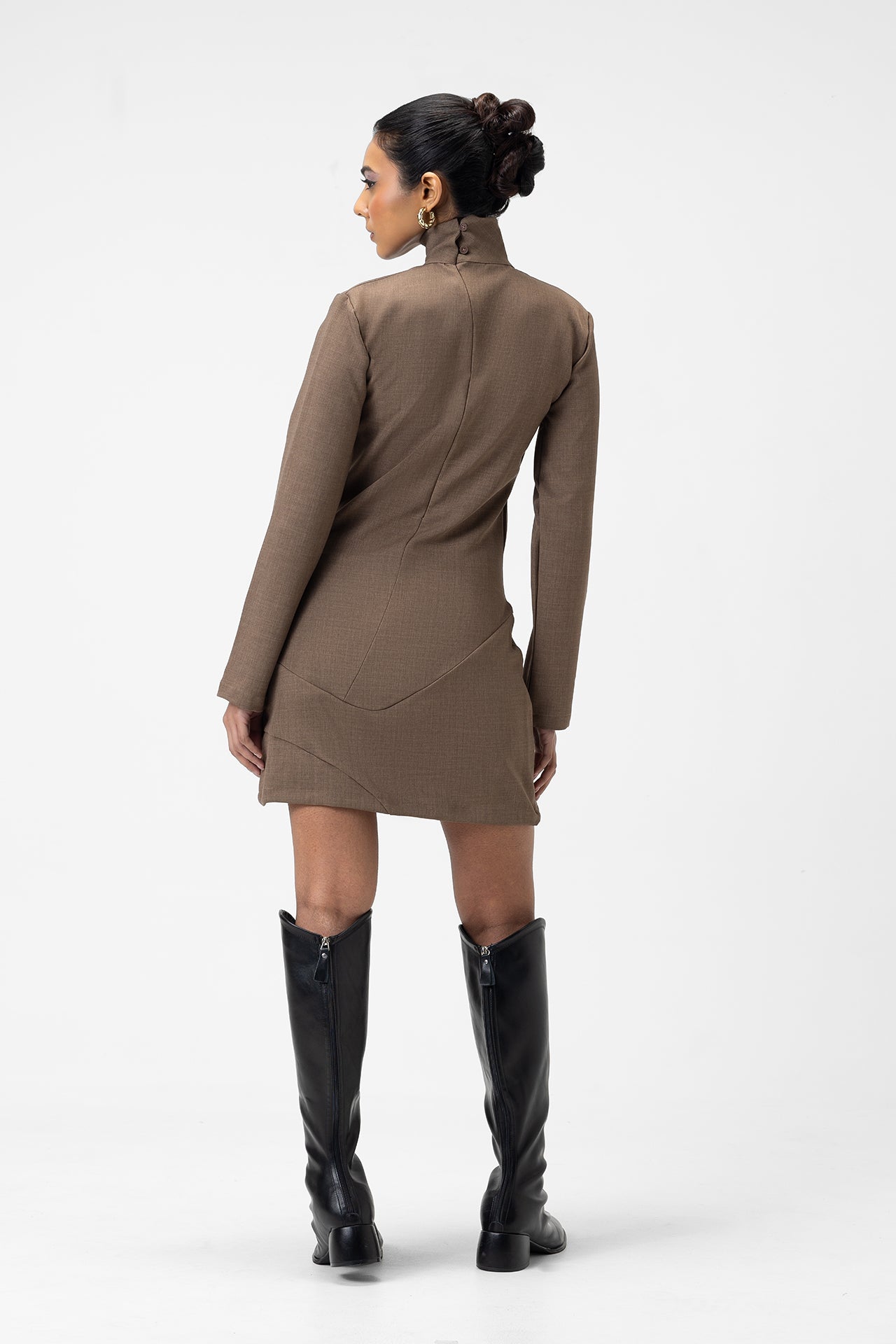 HIGH NECK STRUCTURED MINI DRESS