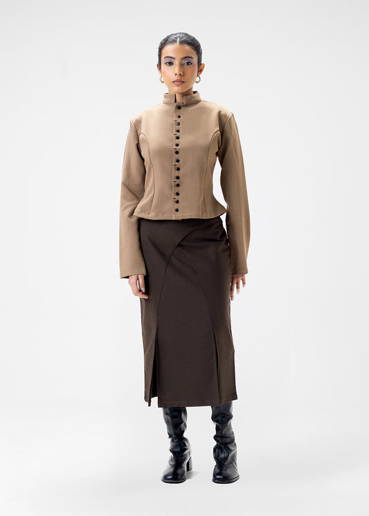 PANELLED MIDI SKIRT