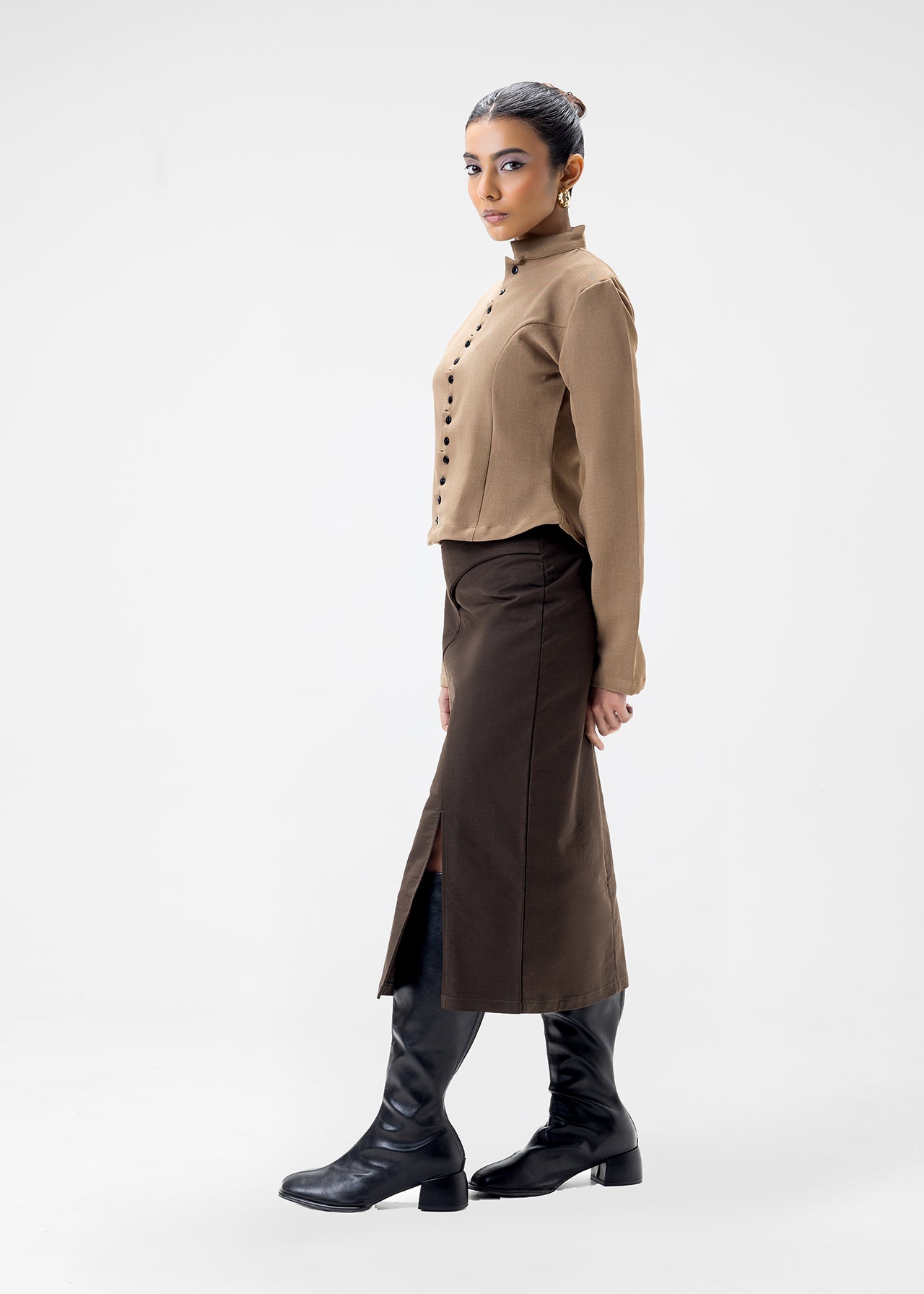 PANELLED MIDI SKIRT