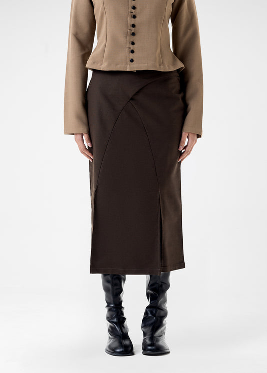 PANELLED MIDI SKIRT