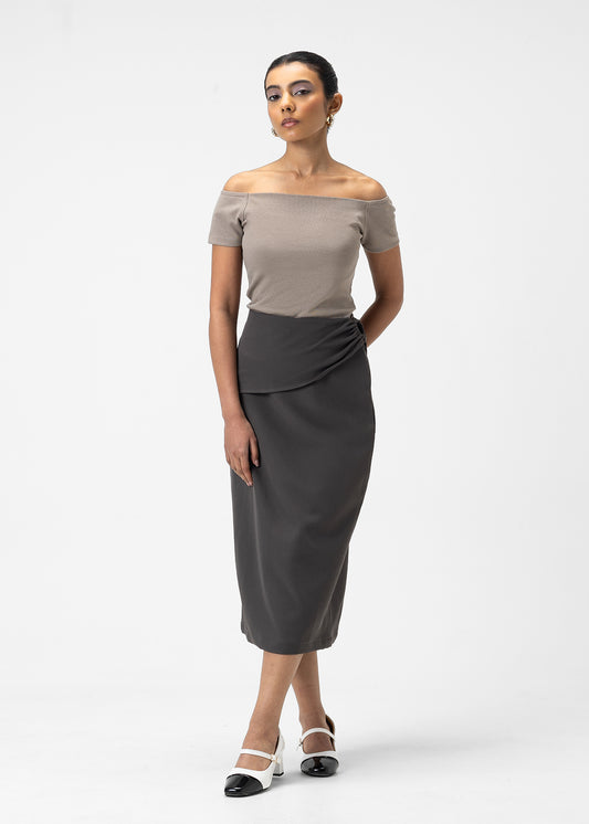 DRAPED MIDI SKIRT