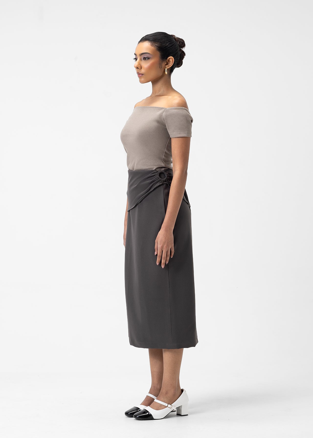 DRAPED MIDI SKIRT