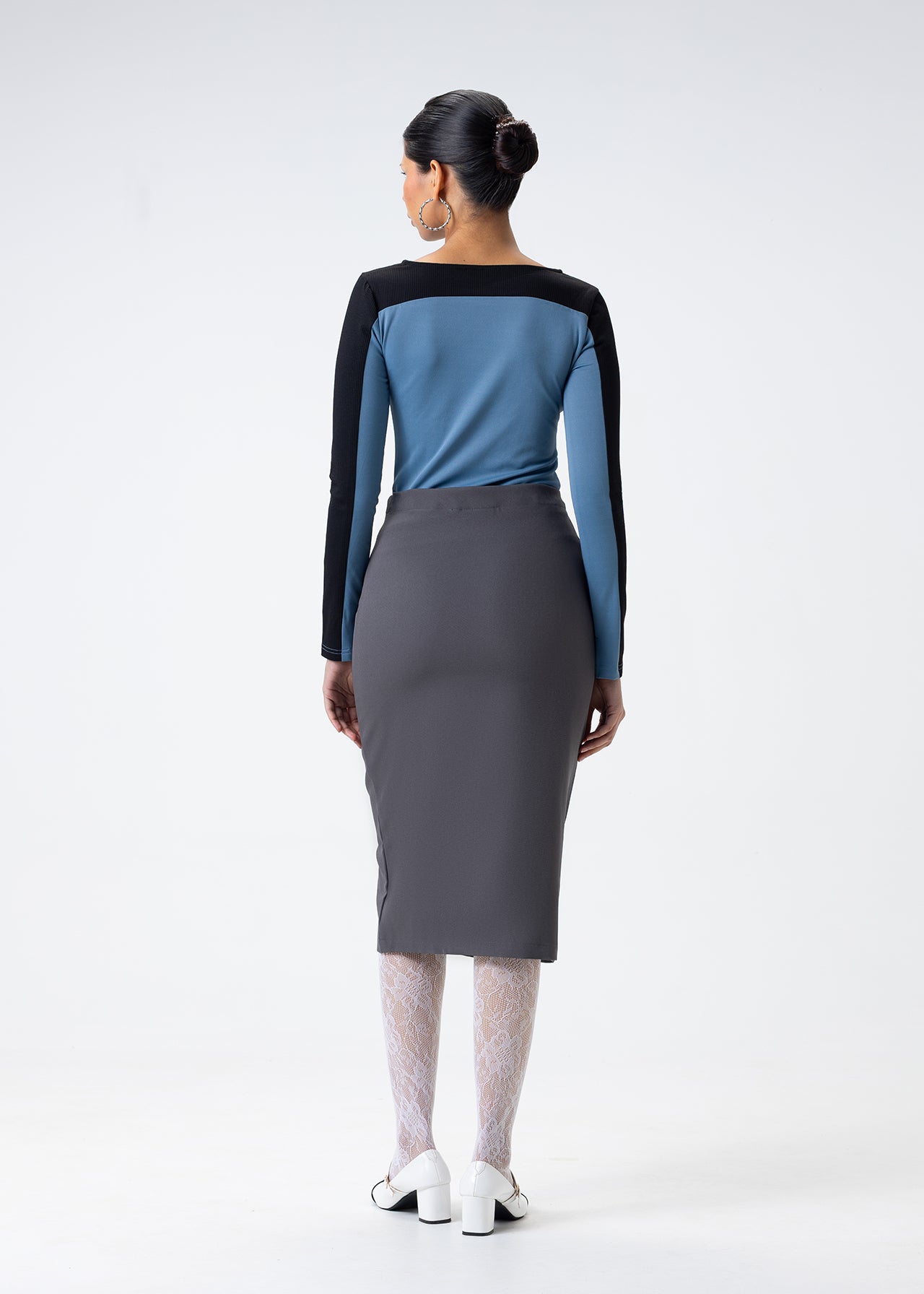 ASYMMETRIC BUTTON MIDI SKIRT