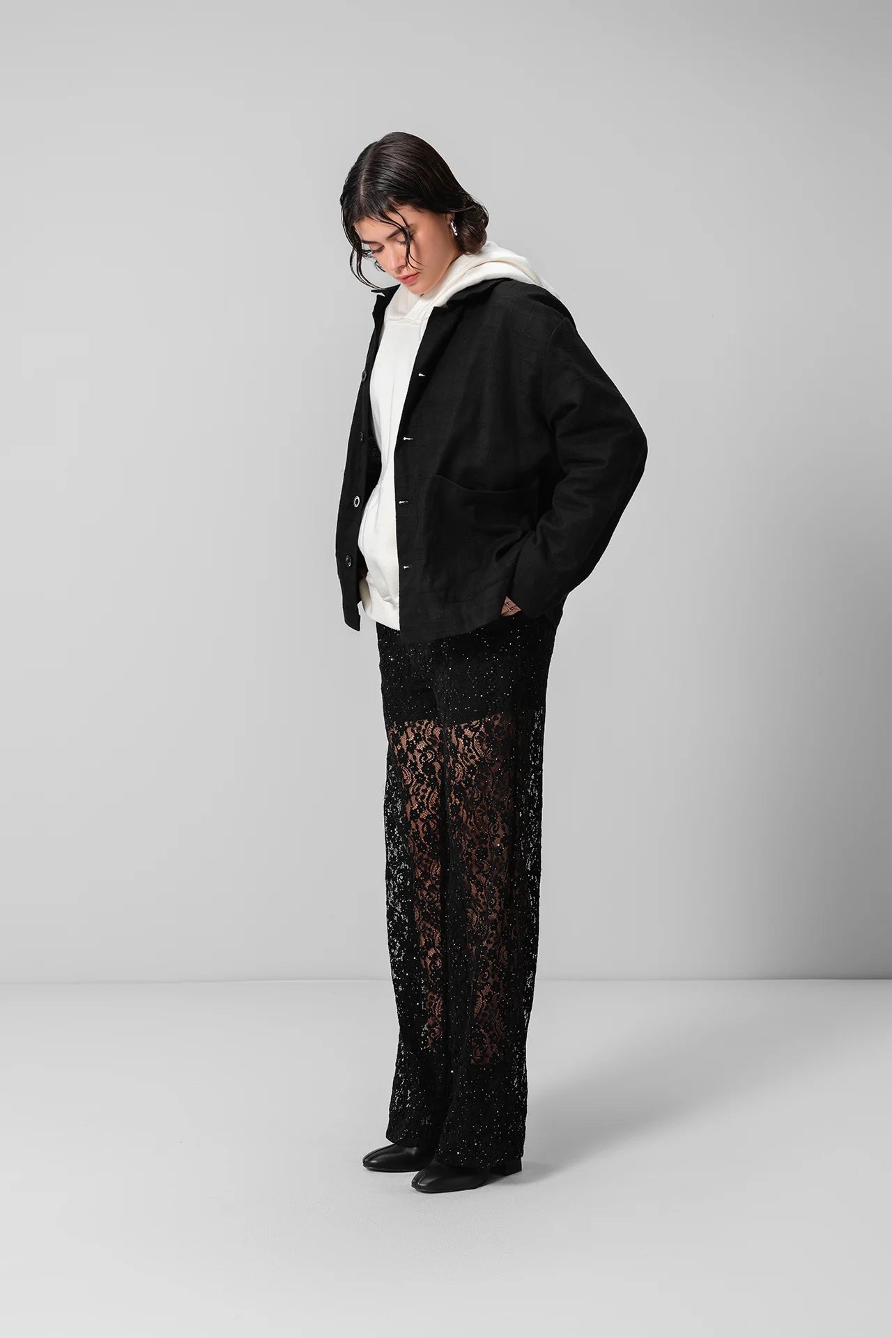 BLACK TEXTURED SHACKET