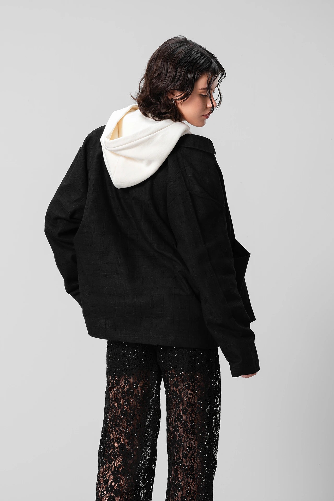 BLACK TEXTURED SHACKET