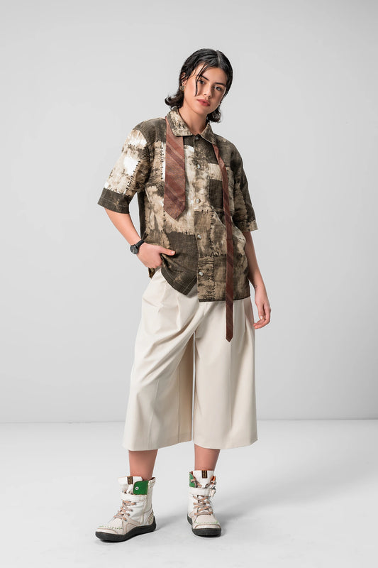 BROWN PRINT UNISEX SHIRT