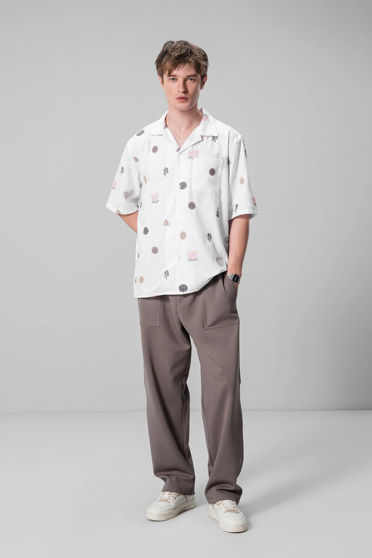 WHITE PRINT UNISEX SHIRT