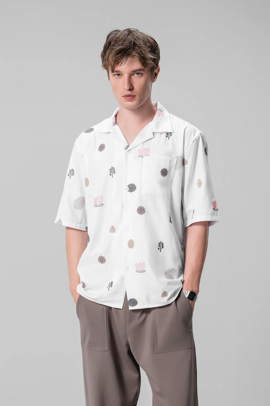WHITE PRINT UNISEX SHIRT