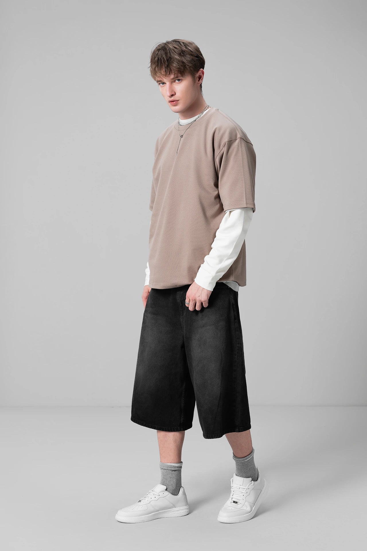 BEIGE PLAIN T-SHIRT