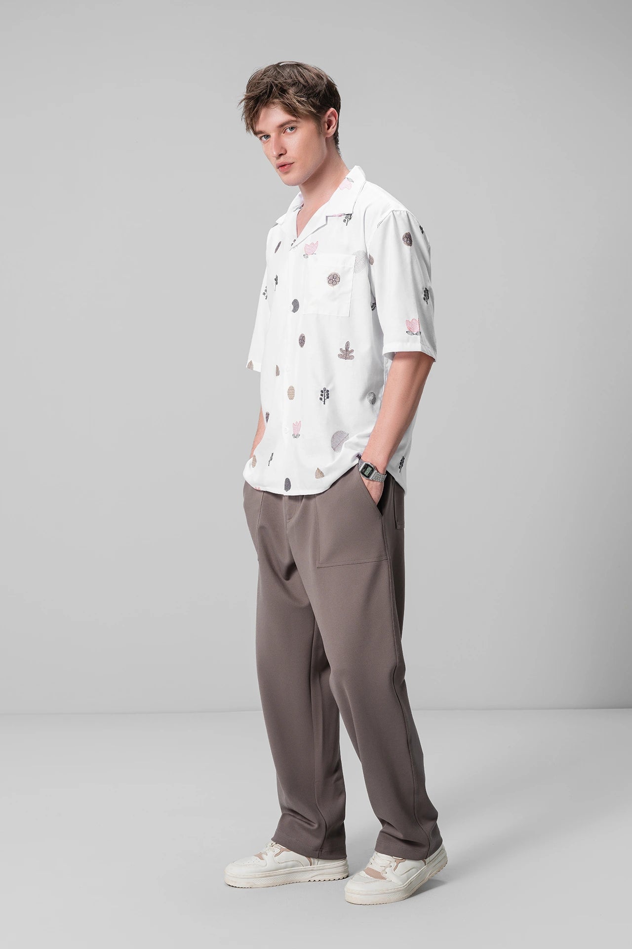 WHITE PRINT UNISEX SHIRT