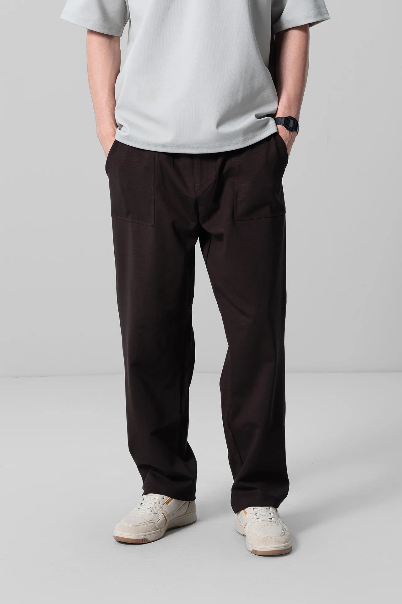 BLACKISH BROWN RELAXED TROUSERS