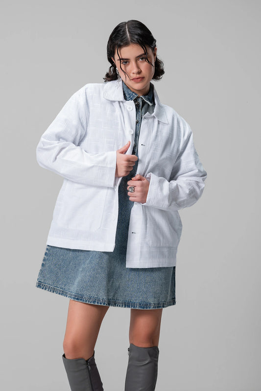 WHITE UNISEX SHACKET