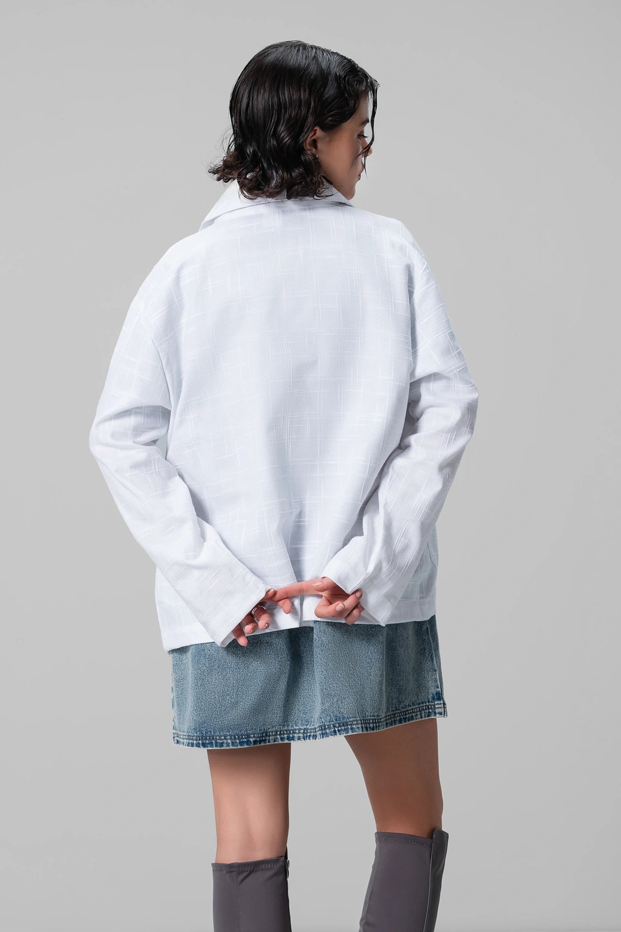 WHITE UNISEX SHACKET