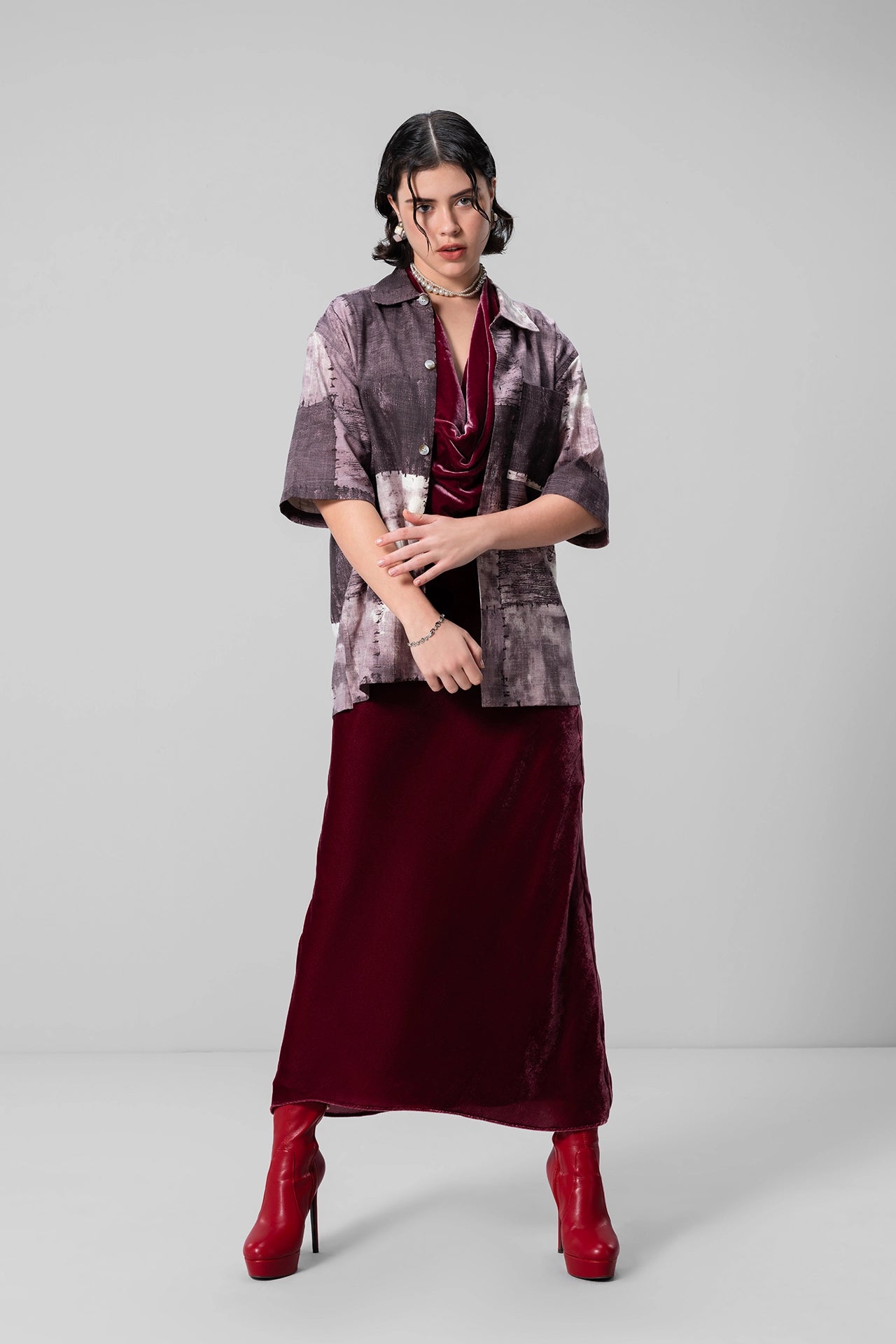 PURPLE PATTERN PRINT SHIRT