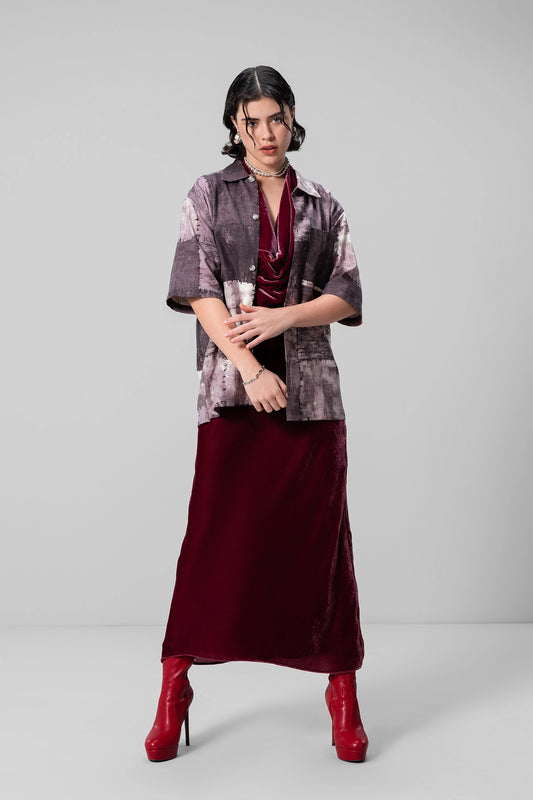 PURPLE PATTERN PRINT UNISEX SHIRT