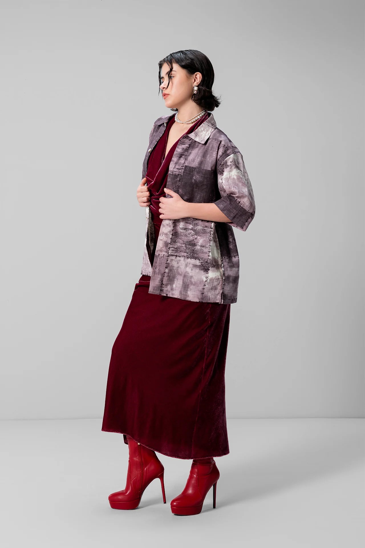 PURPLE PATTERN PRINT SHIRT