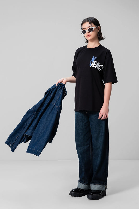 BLACK PEACE UNISEX HALF SLEEVE T-SHIRT