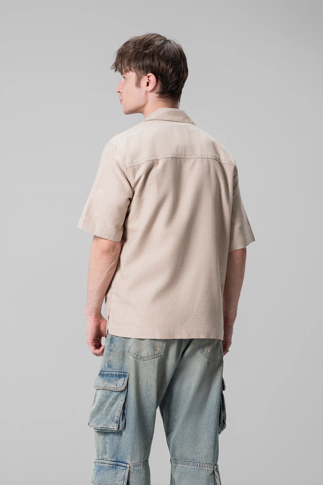 BEIGE TEXTURED SHIRT