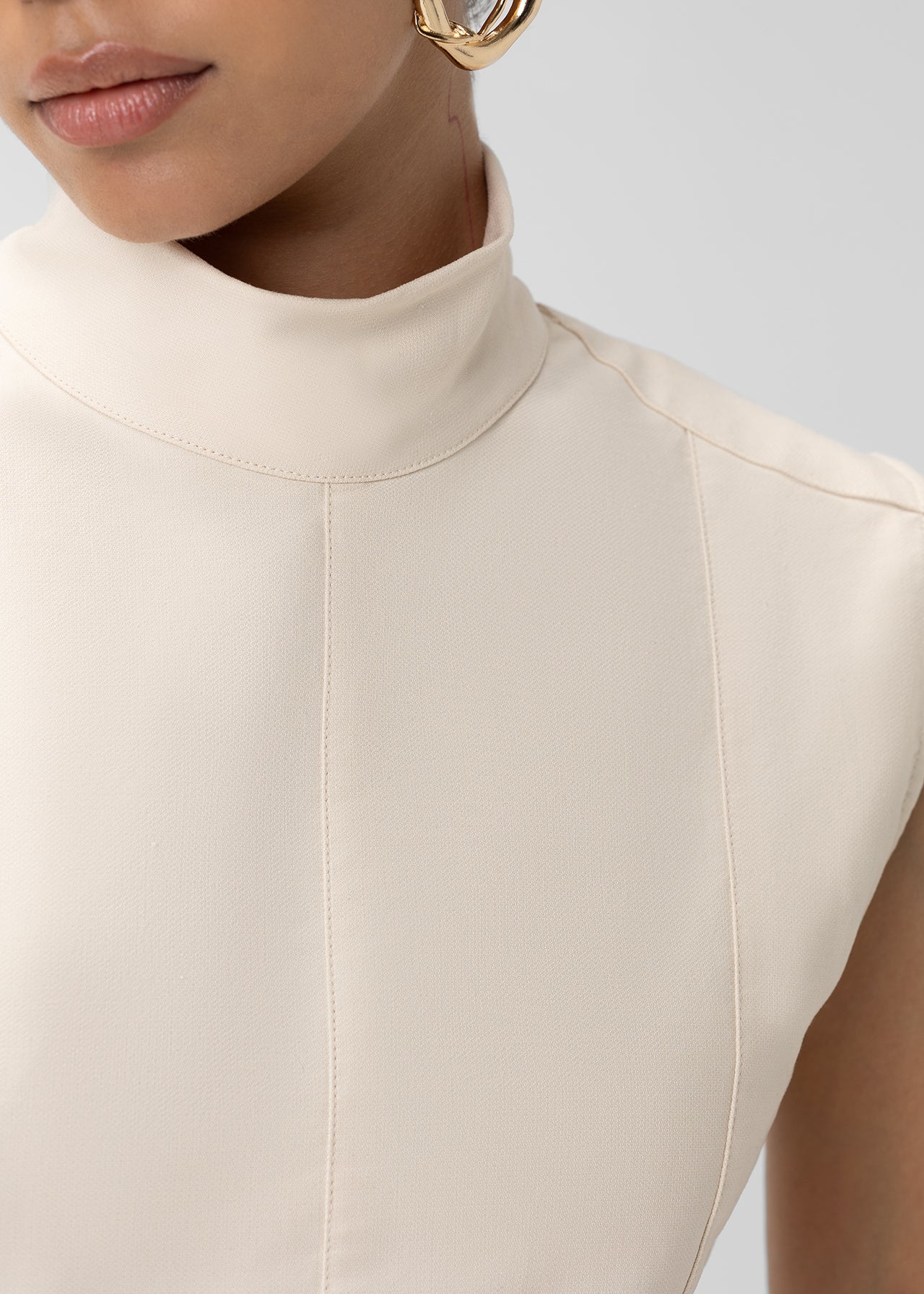 HIGH NECK TAILORED MINI DRESS