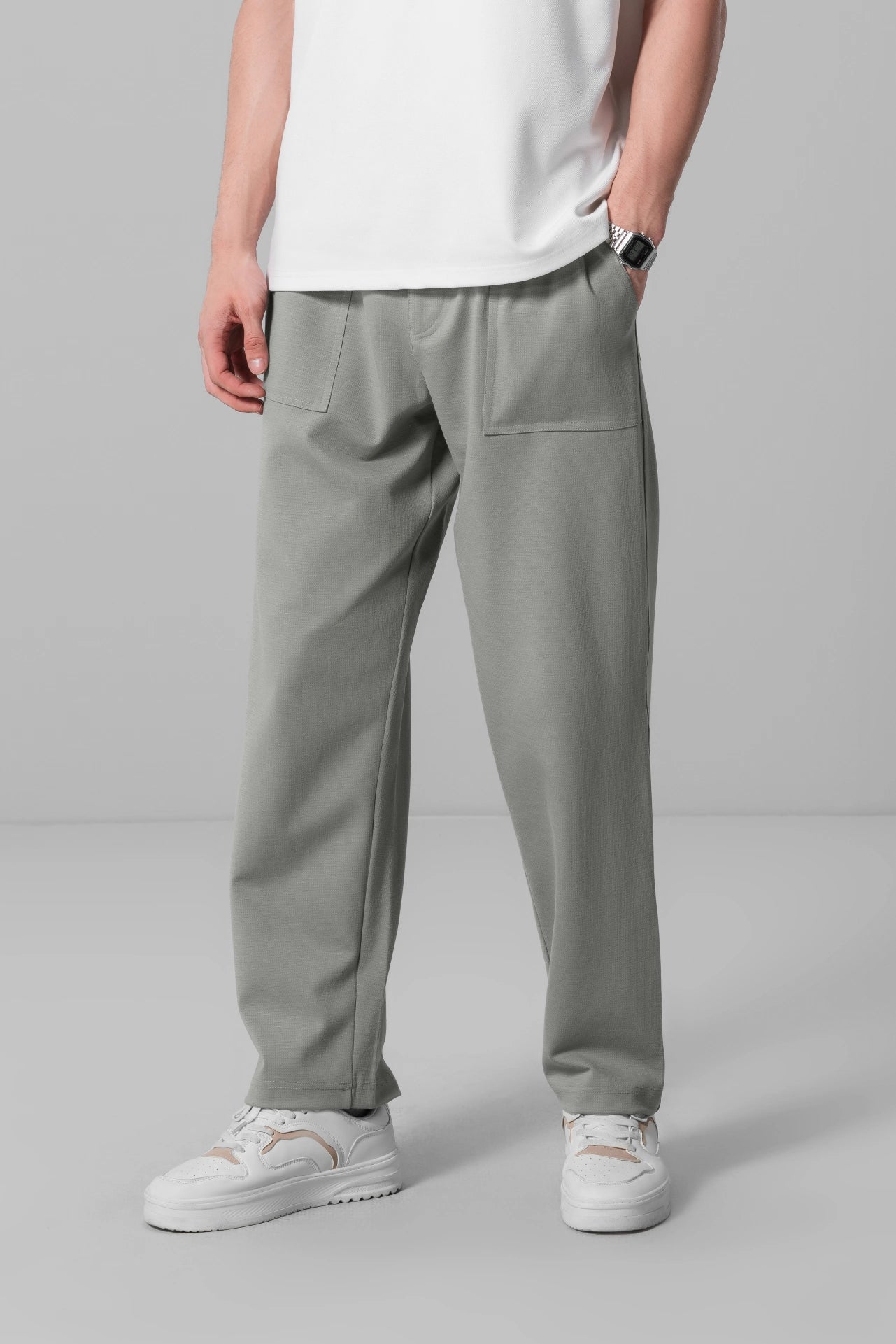 GREY MINT RELAXED TROUSERS