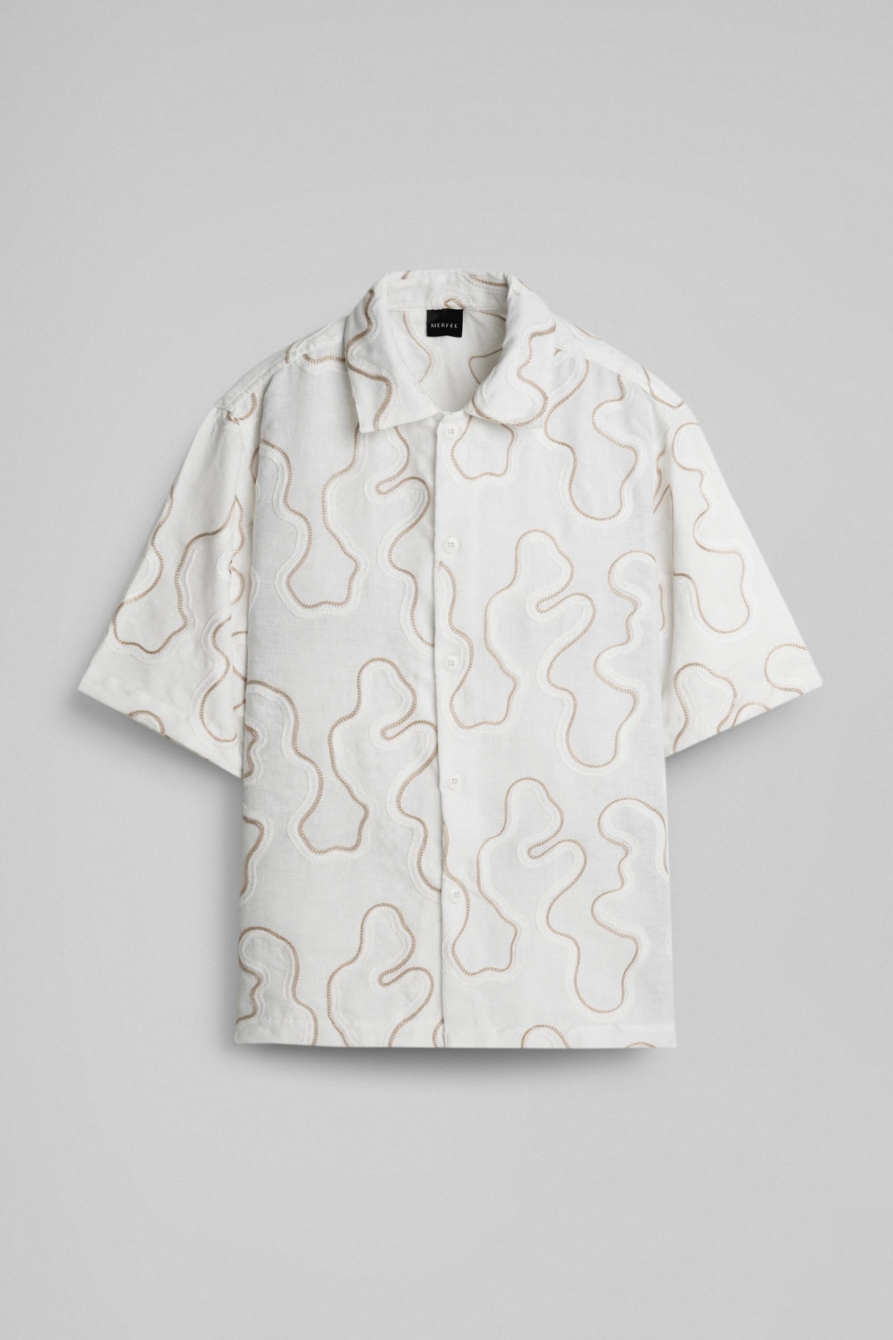 WHITE TEXTURED PRINT SHIRT