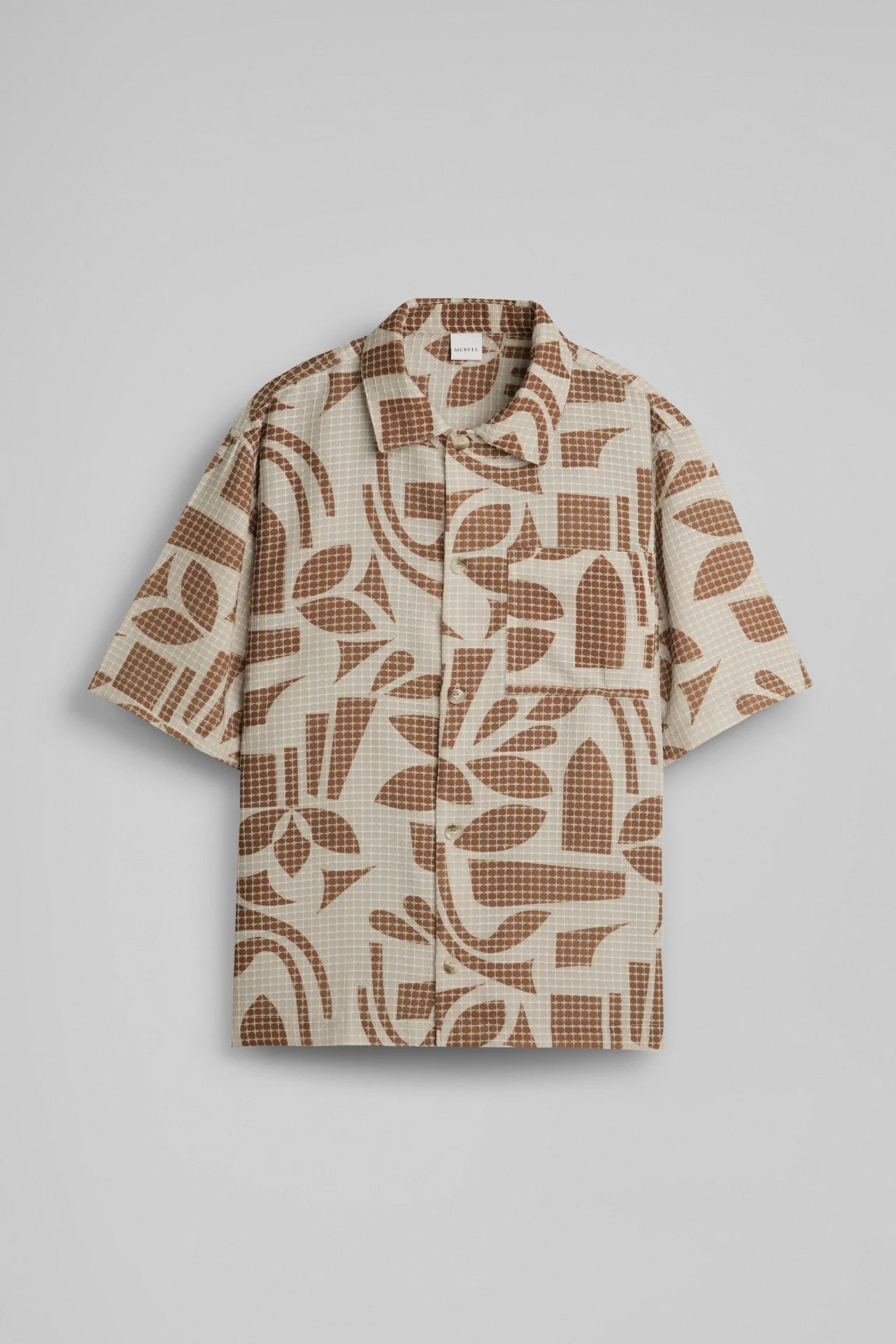 BEIGE TEXTURED PRINT SHIRT