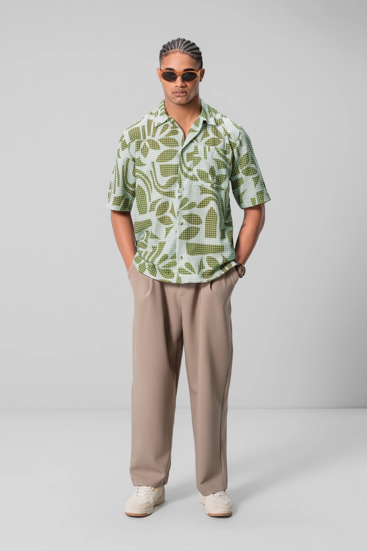 GREEN TEXTURED SHIRT