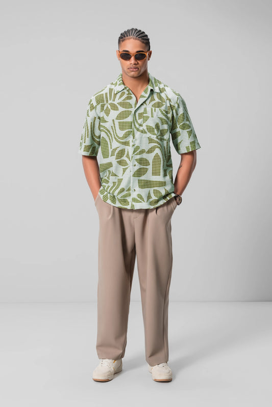 GREEN TEXTURED UNISEX SHIRT
