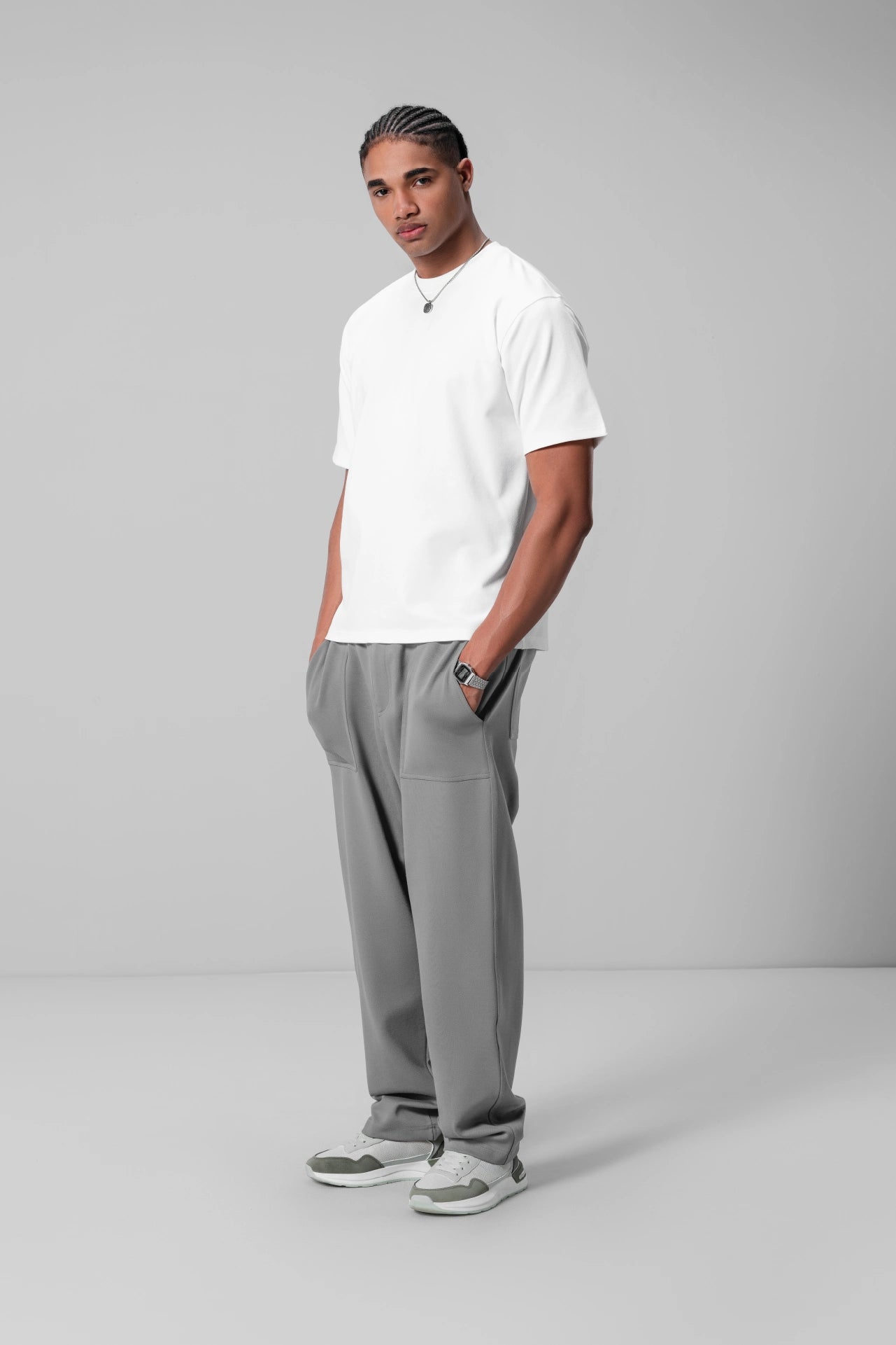 ASH GREY RELAXED TROUSERS