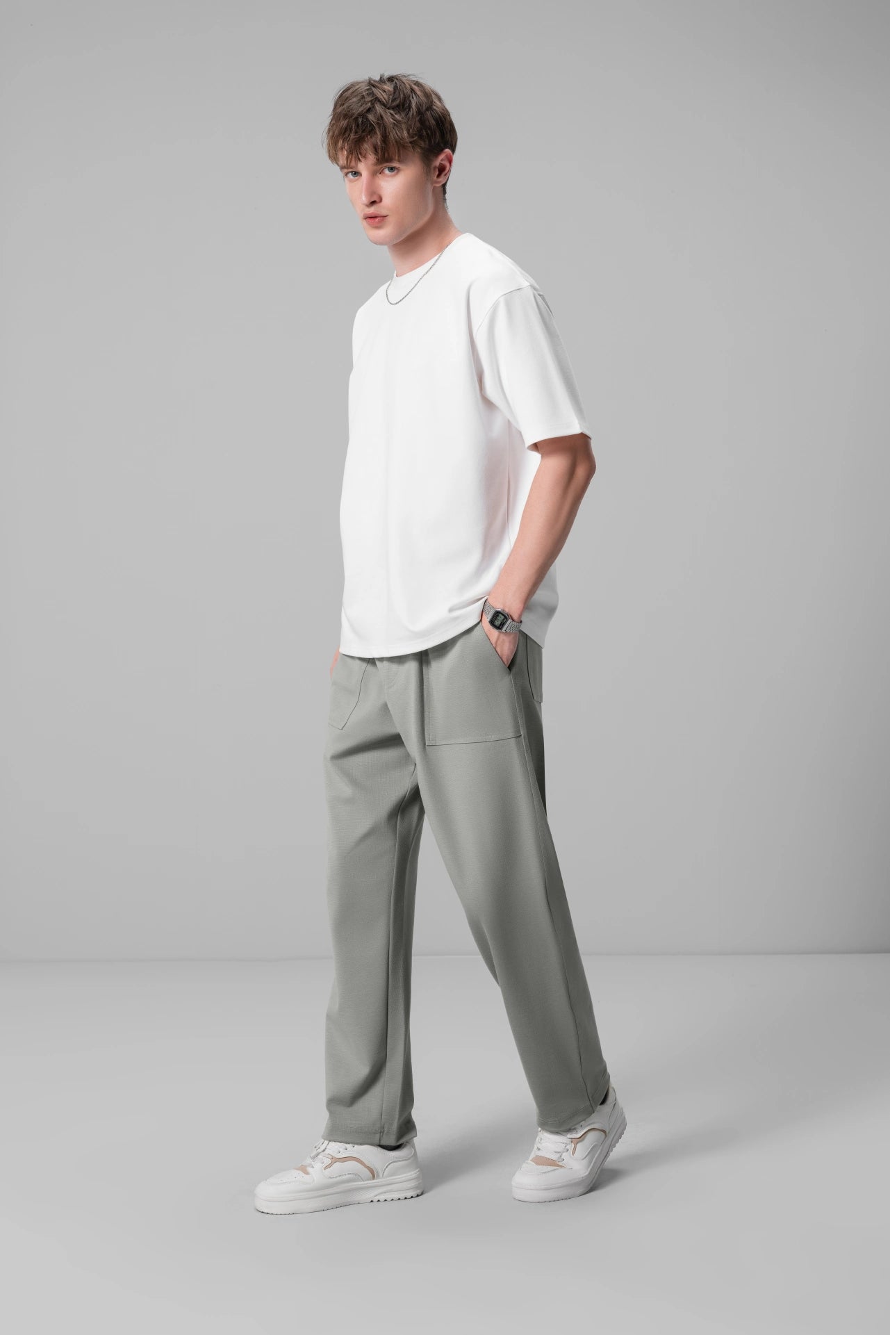 GREY MINT RELAXED TROUSERS