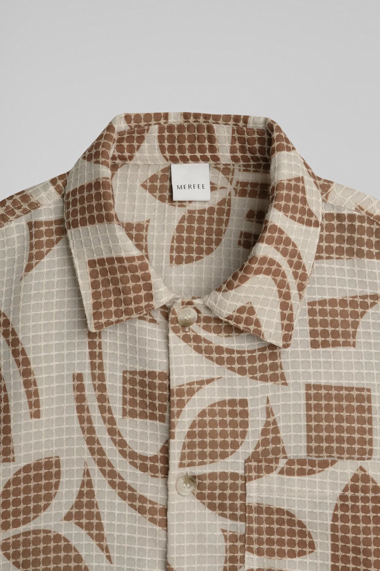 BEIGE TEXTURED PRINT SHIRT