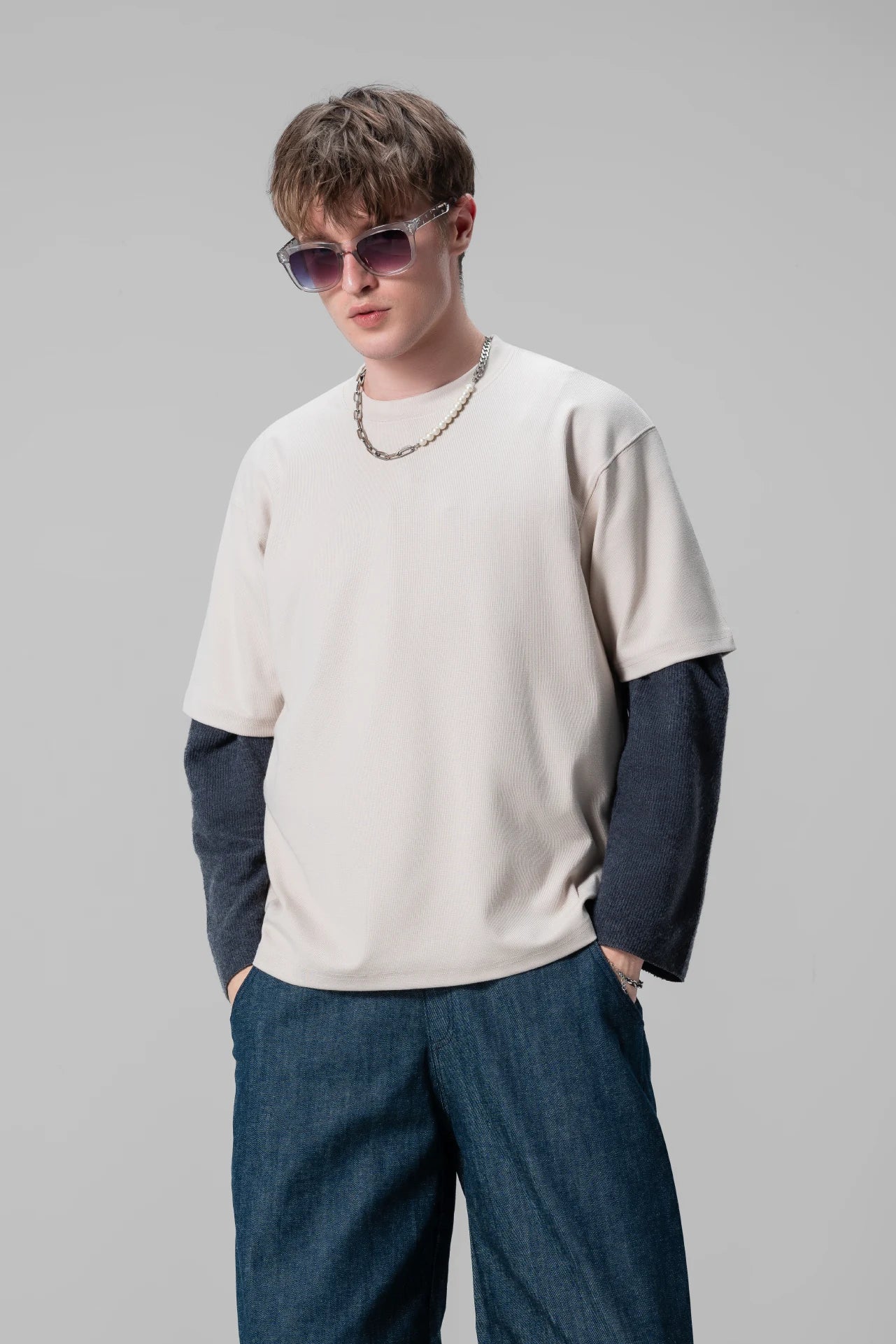 CREAM PLAIN T-SHIRT