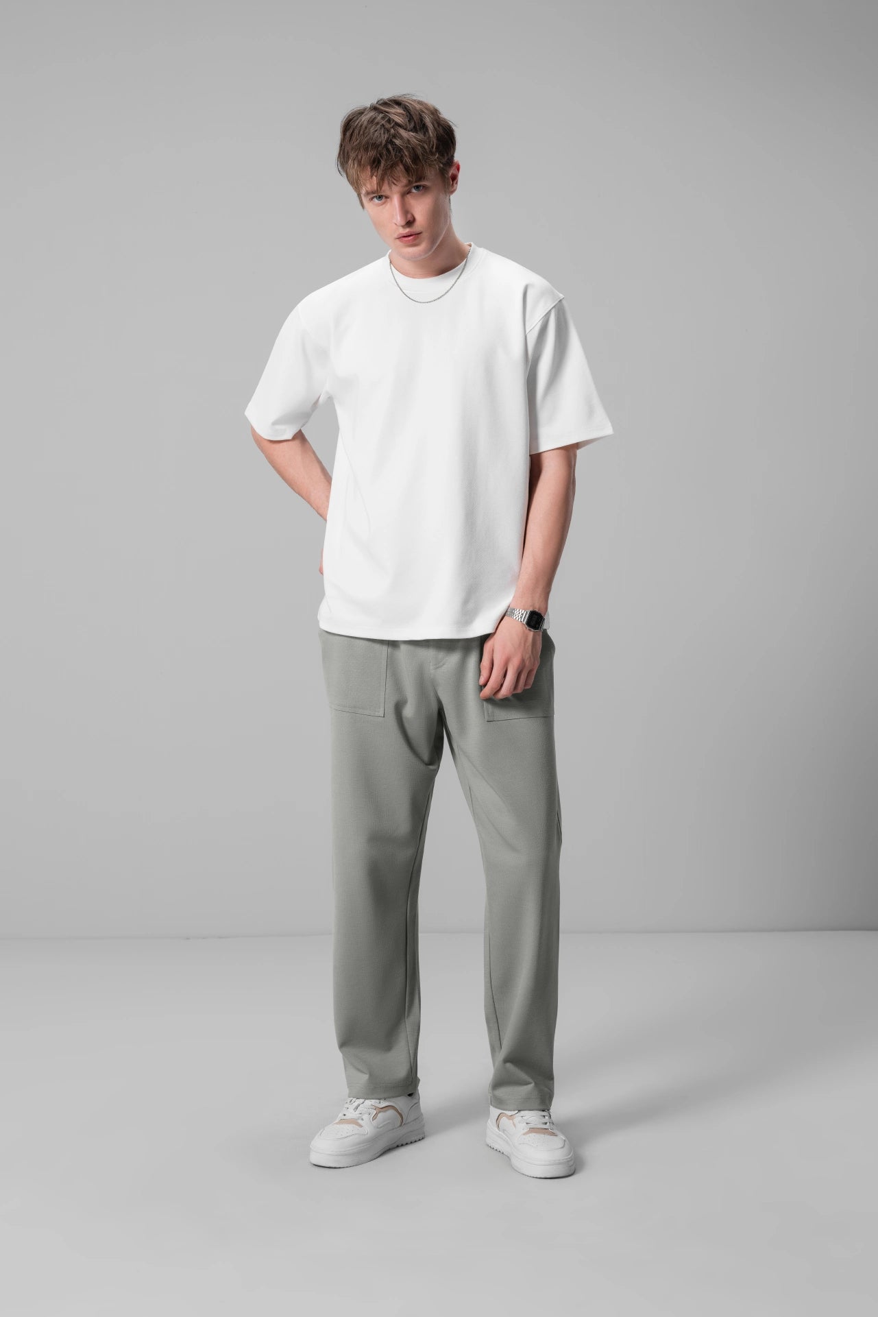 GREY MINT RELAXED TROUSERS