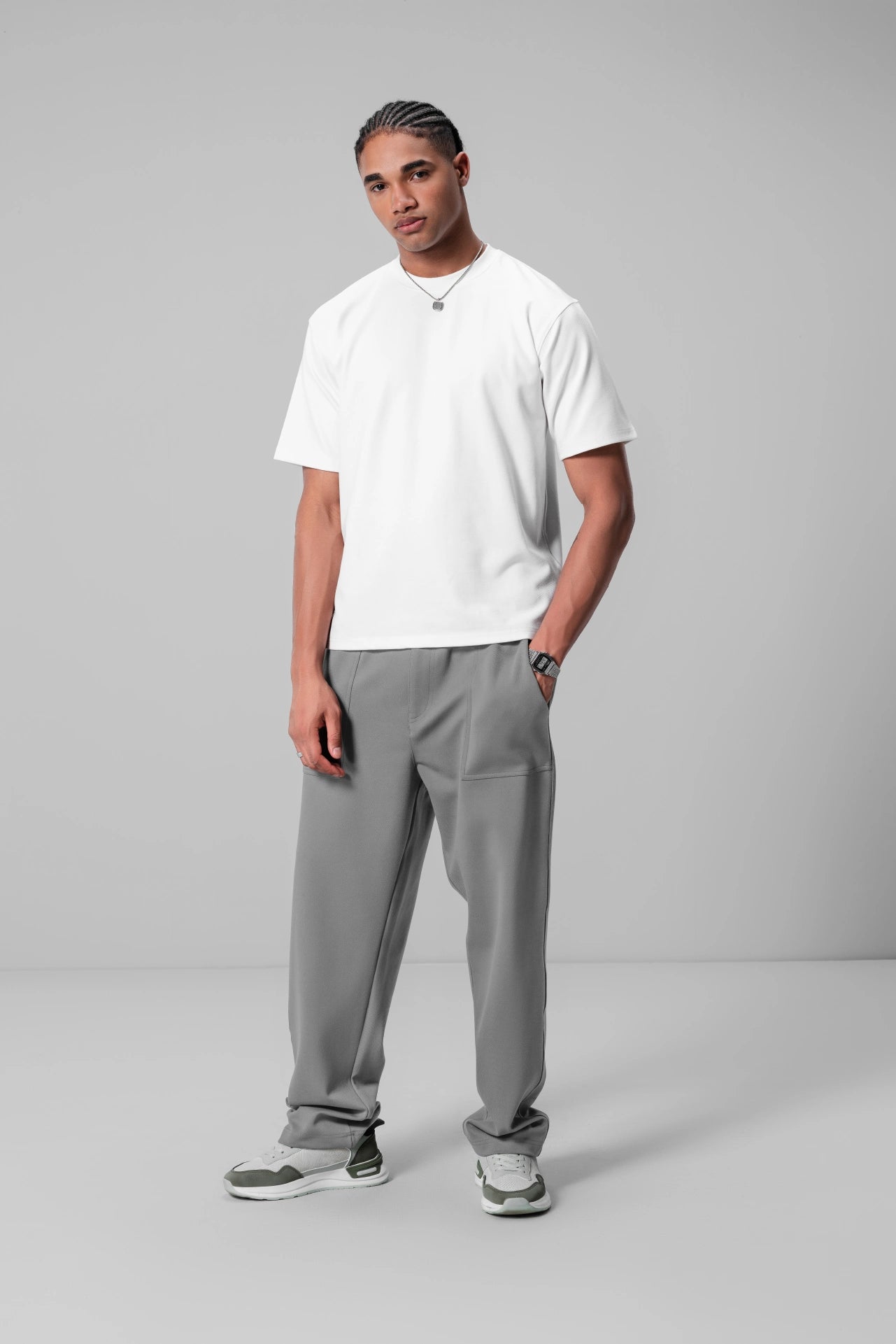 ASH GREY RELAXED TROUSERS