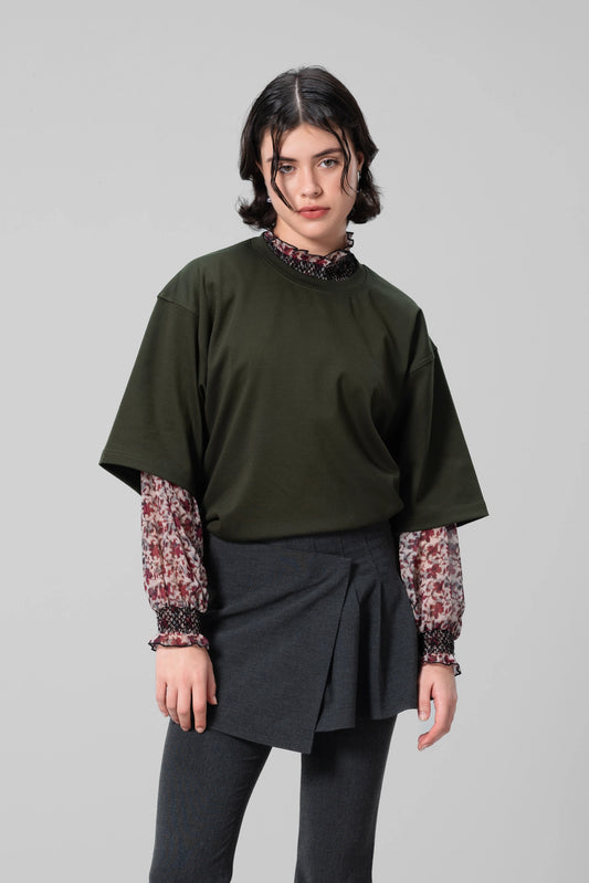 GREEN PLAIN UNISEX HALF SLEEVE T-SHIRT