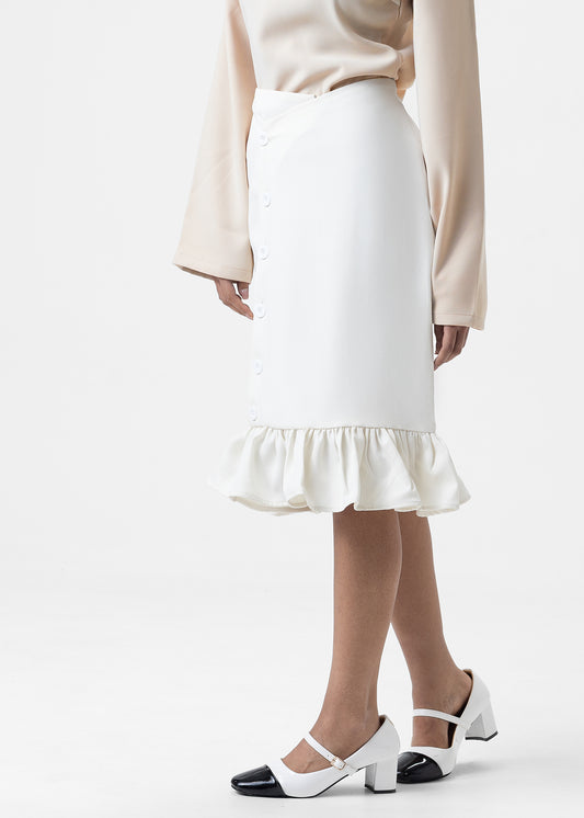 RUFFLE HEM MIDI SKIRT