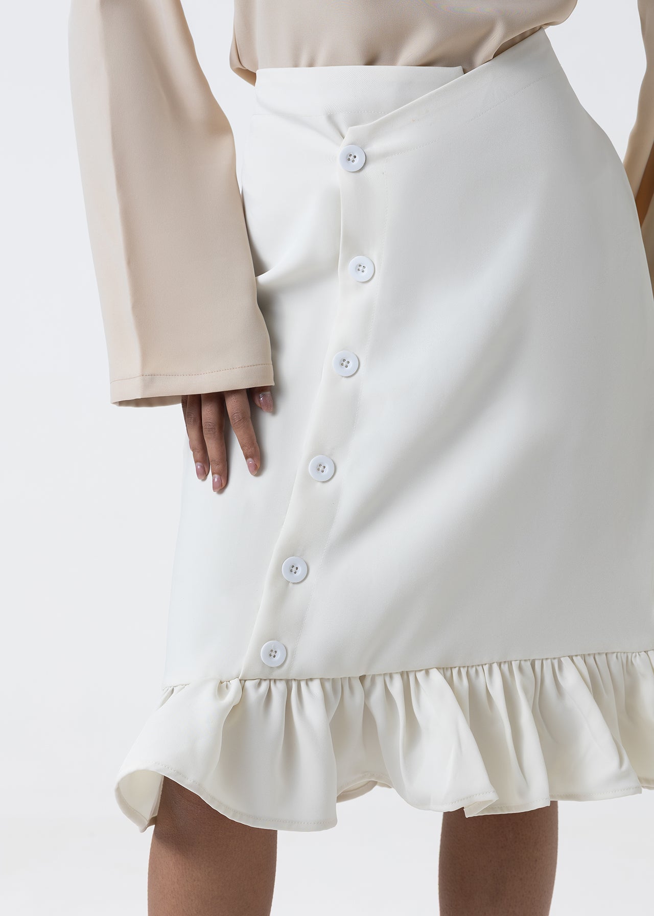 RUFFLE HEM MIDI SKIRT