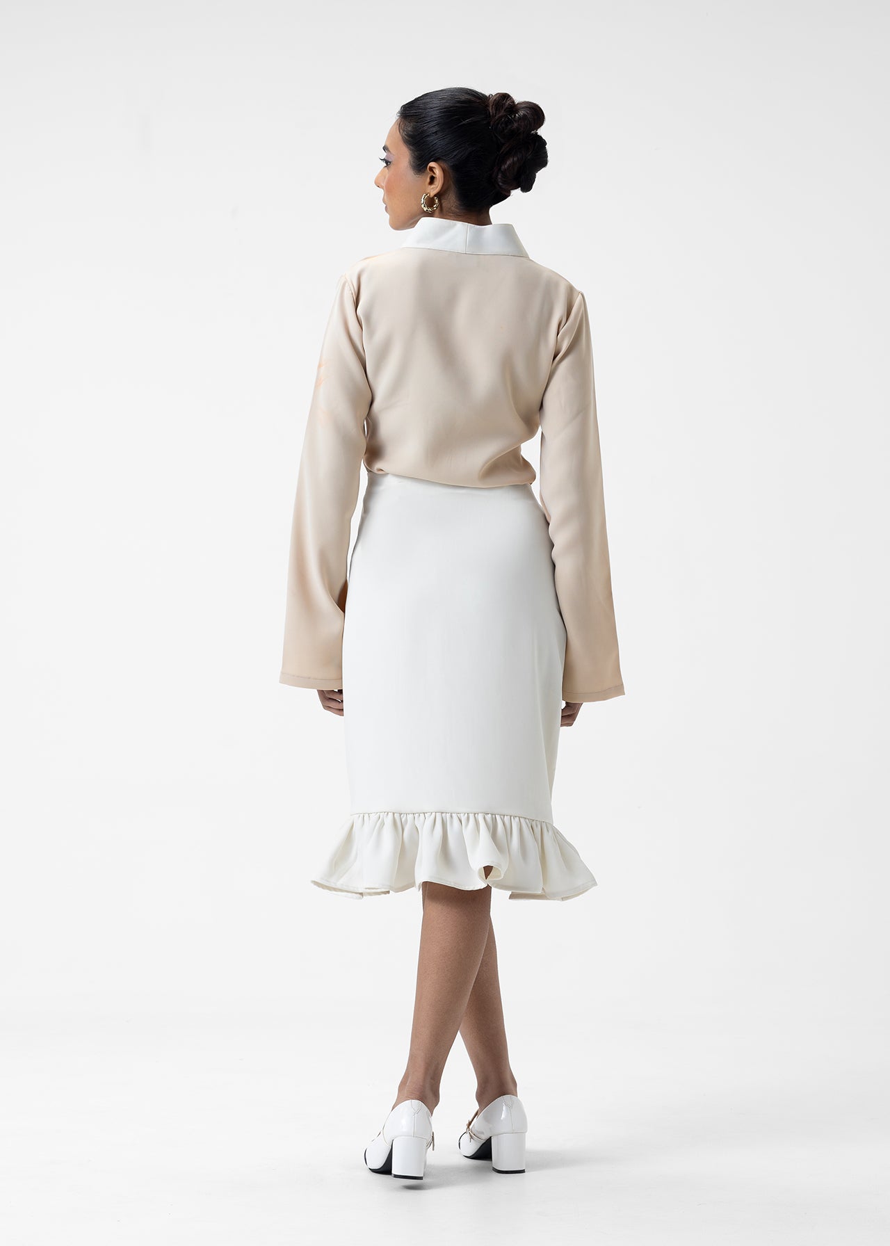 RUFFLE HEM MIDI SKIRT