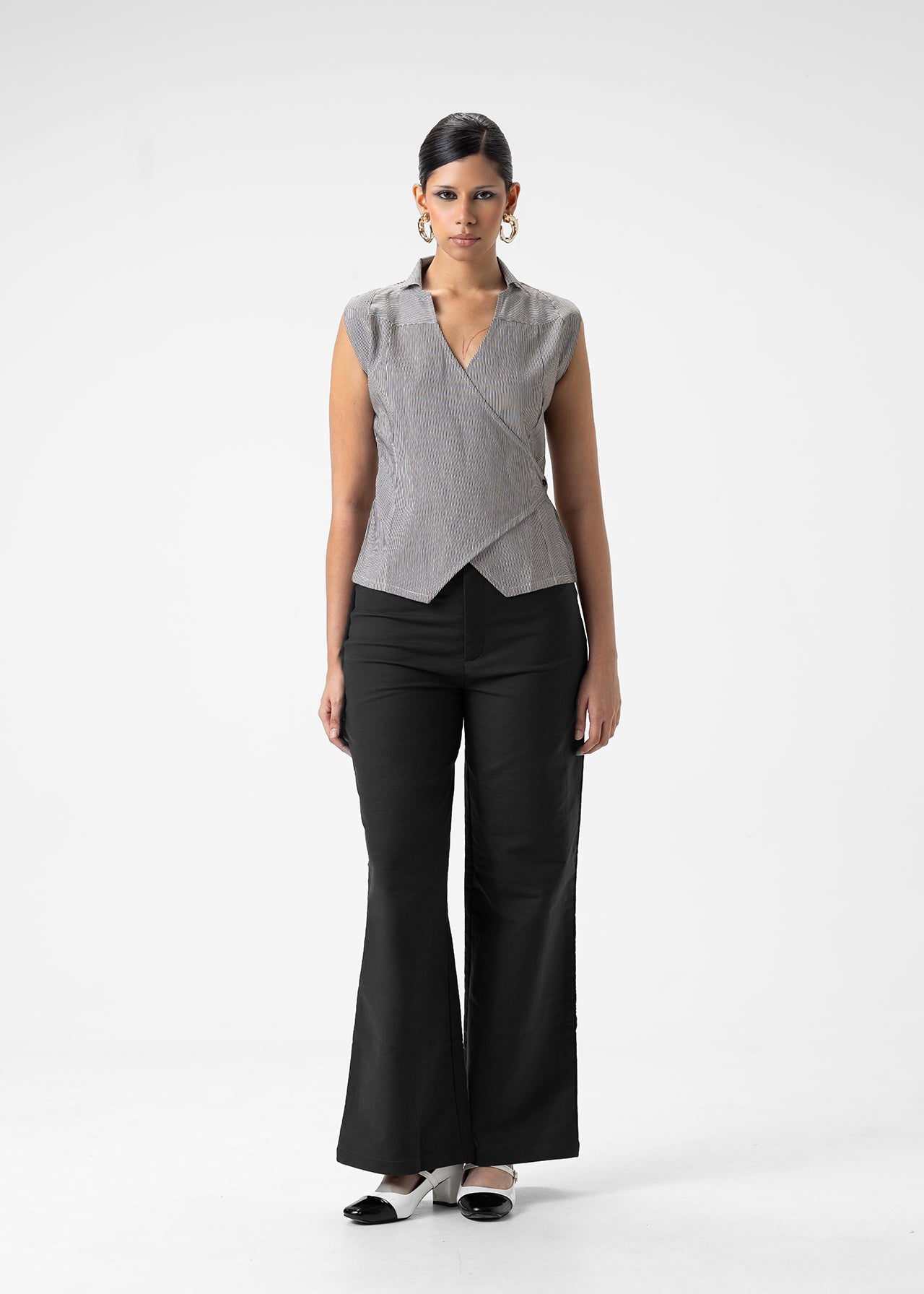 WRAP COLLAR TAILORED TOP