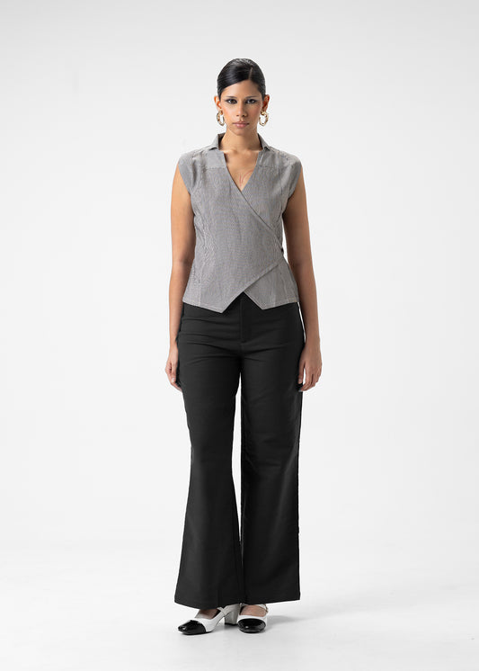 WRAP COLLAR TAILORED TOP