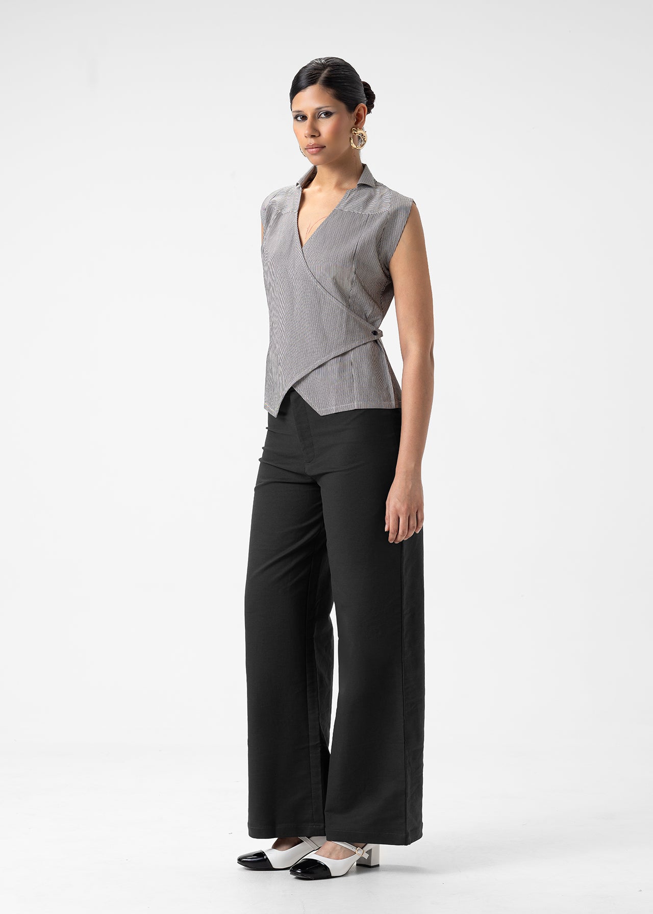 WRAP COLLAR TAILORED TOP