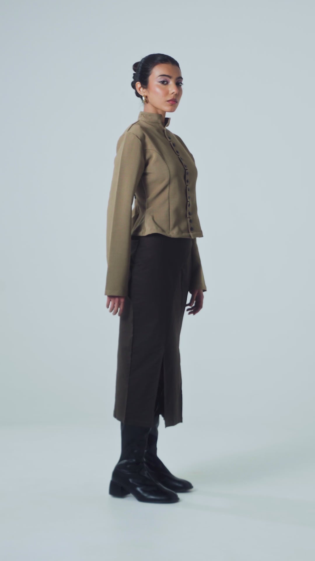 PANELLED MIDI SKIRT